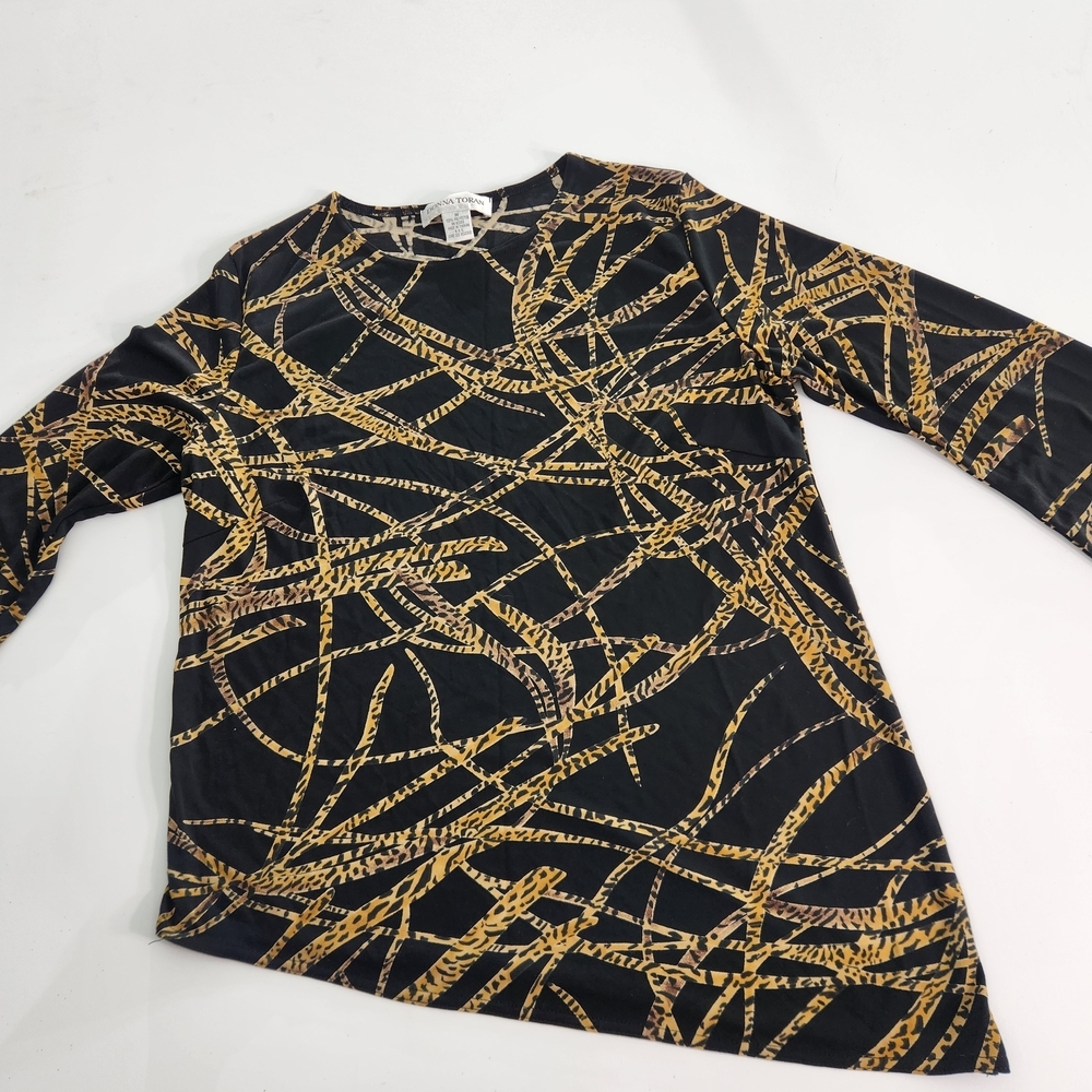 Donna Toran Women’s Tunic Top Blouse Long Sleeve Black Size M Medium 01